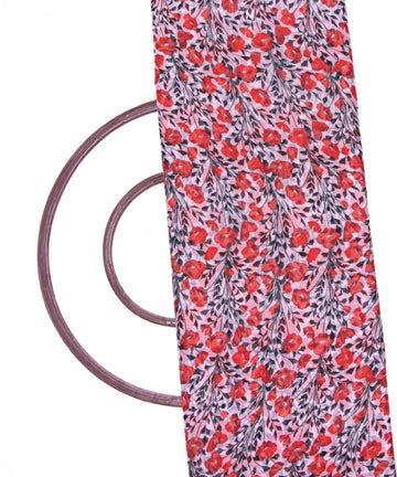 off White Red Colour Floral Print Chiffon Fabric